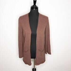 Eileen Fisher brown cashmere open front cardigan sweater size Small